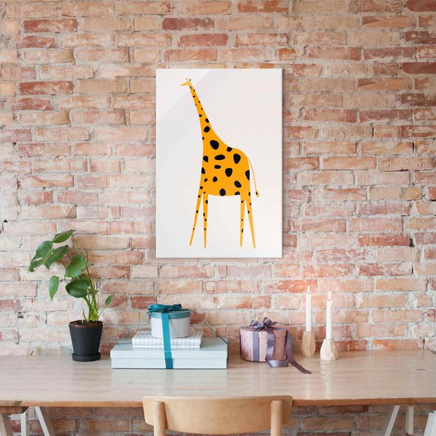 Glass print - Yellow Giraffe