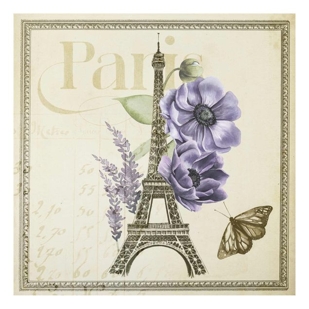 Glass print - Paris Collage Eiffel Tower