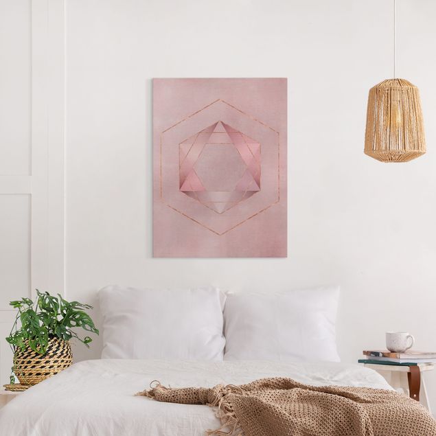 Print on canvas - Geometry In Pink And Gold I