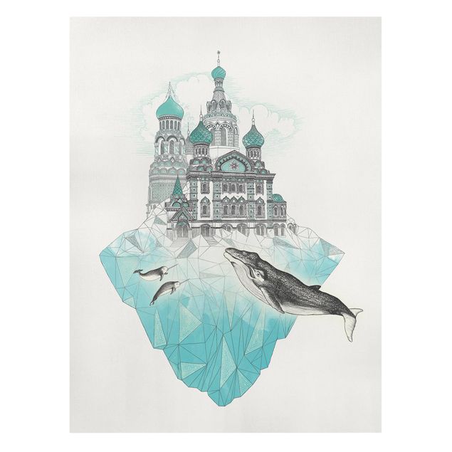 Canvas print - Illustration Church With Domes And Wal