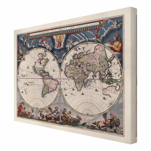 Print on canvas - Historic World Map Nova Et Accuratissima Of 1664