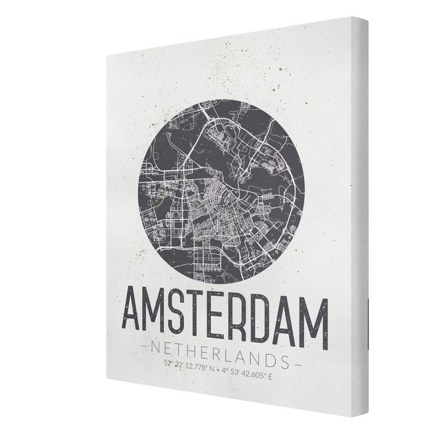 Print on canvas - Amsterdam City Map - Retro