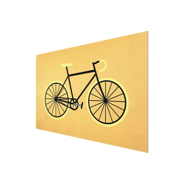 Glass print - Bicycle In Yellow