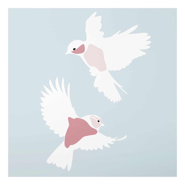 Glass print - Line Art Pigeons Pastel