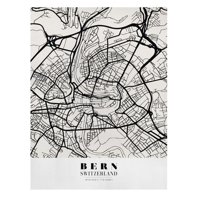 Print on canvas - Bern City Map - Classical