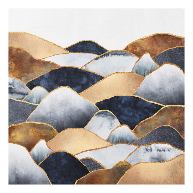 Glass print - Golden Mountains Watercolour