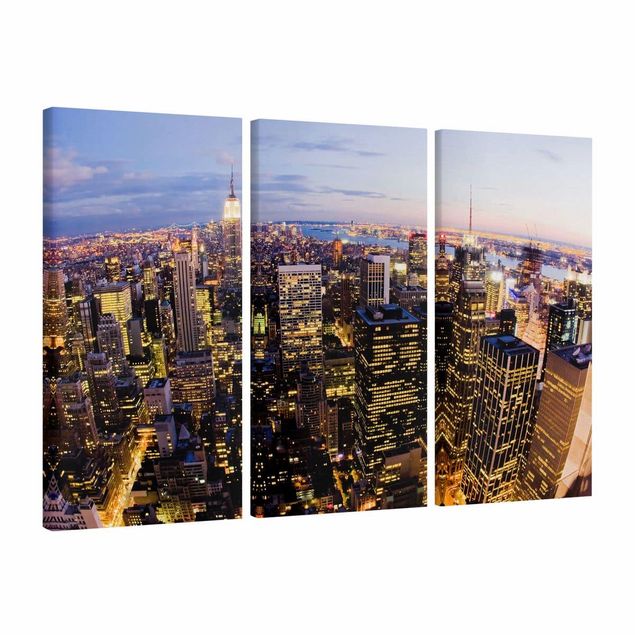 Print on canvas 3 parts - New York Skyline At Night