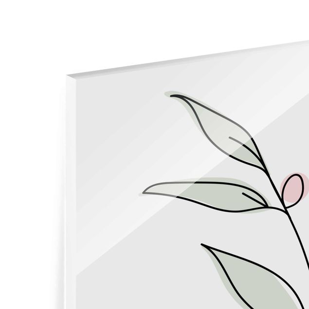 Glass print - Branch With Berries Line Art