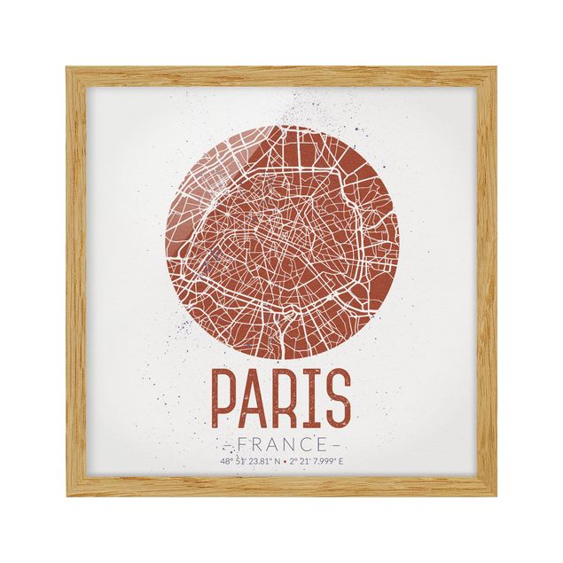 Framed poster - City Map Paris - Retro