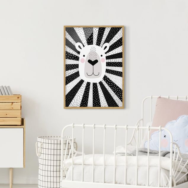 Framed poster - Zoo With Patterns - Lion