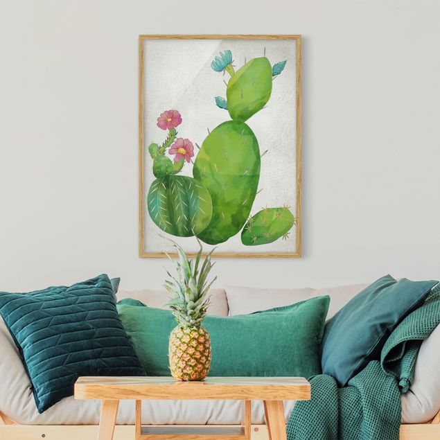 Framed poster - Cactus Family In Pink And Turquoise