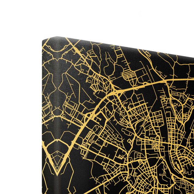 Canvas print gold - Salzburg City Map - Classic Black