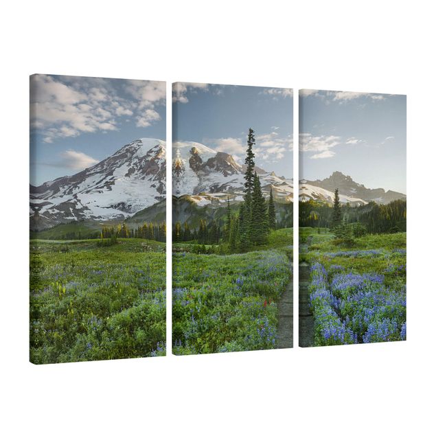 Print on canvas 3 parts - Mountain View Meadow Path