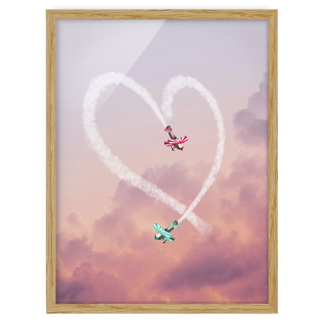 Framed poster - Heart With Airplanes