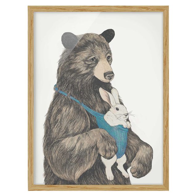 Framed poster - Illustration Bear And Bunny Baby