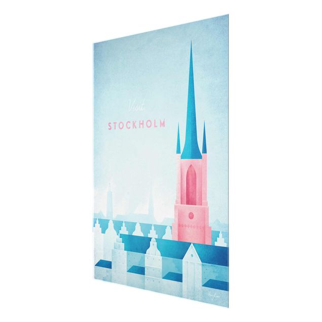 Glass print - Travel Poster - Stockholm