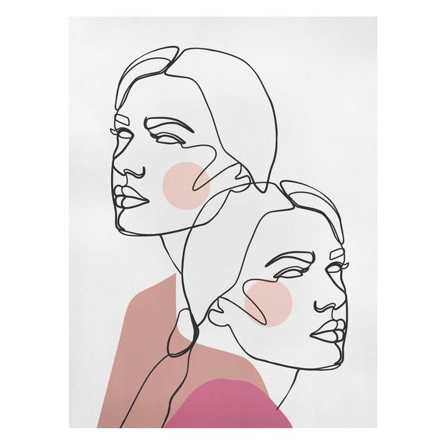 Canvas print - Line Art Women Portrait Cheeks Pink