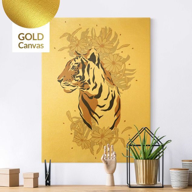 Canvas print gold - Safari Animals - Portrait Tiger