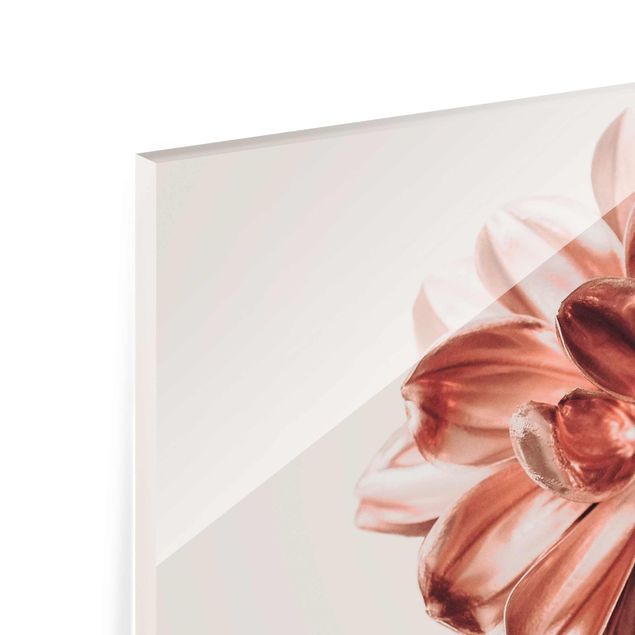 Glass print - Dahlia Pink Gold Metallic Pink