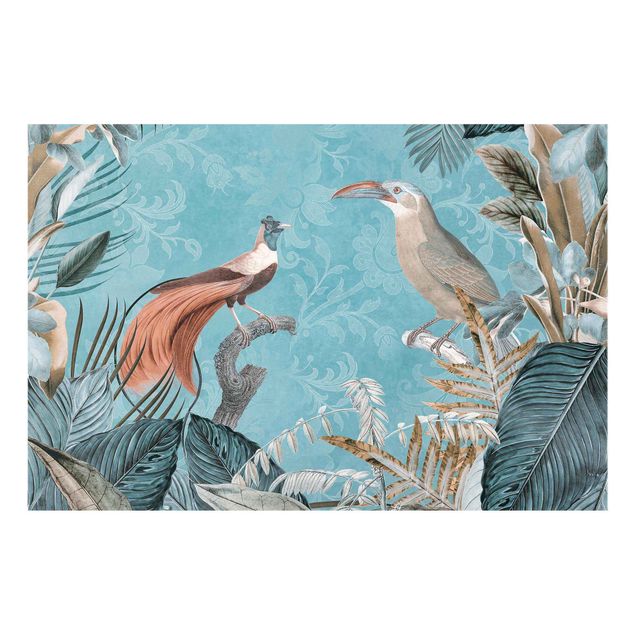 Glass print - Vintage Collage - Birds Of Paradise