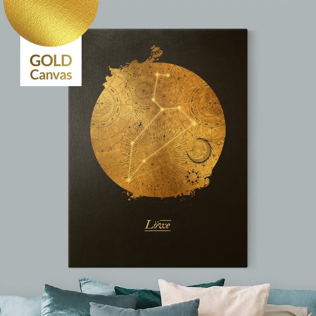 Canvas print gold - Zodiac Sign Leo Gray Gold