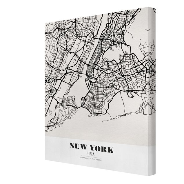 Print on canvas - New York City Map - Classic