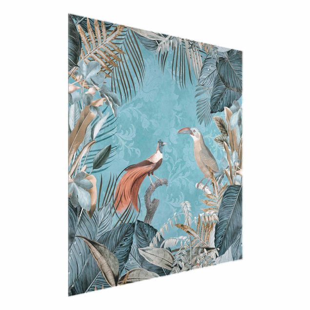 Glass print - Vintage Collage - Birds Of Paradise