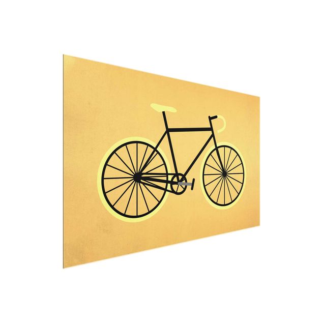 Glass print - Bicycle In Yellow