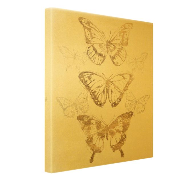 Canvas print gold - Butterfly Composition In Gold II