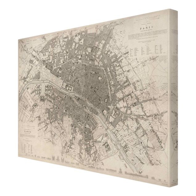 Print on canvas - Vintage Map Paris