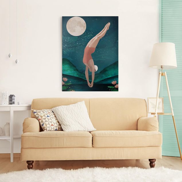 Canvas print - Illustration Bather Woman Moon Painting