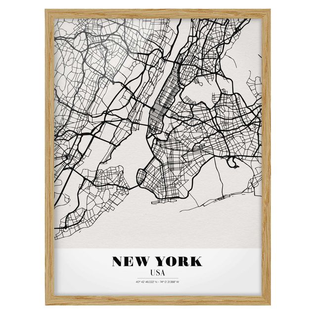 Framed poster - New York City Map - Classic
