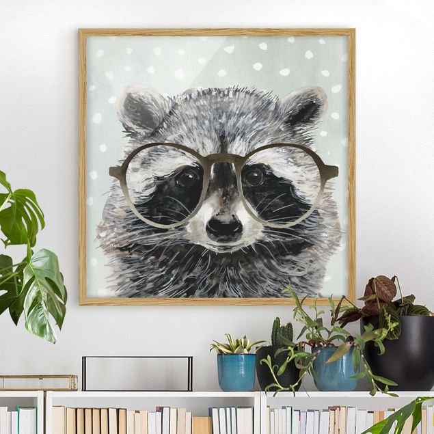 Framed poster - Animals With Glasses - Raccoon