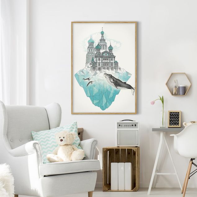 Framed poster - Illustration Church With Domes And Wal
