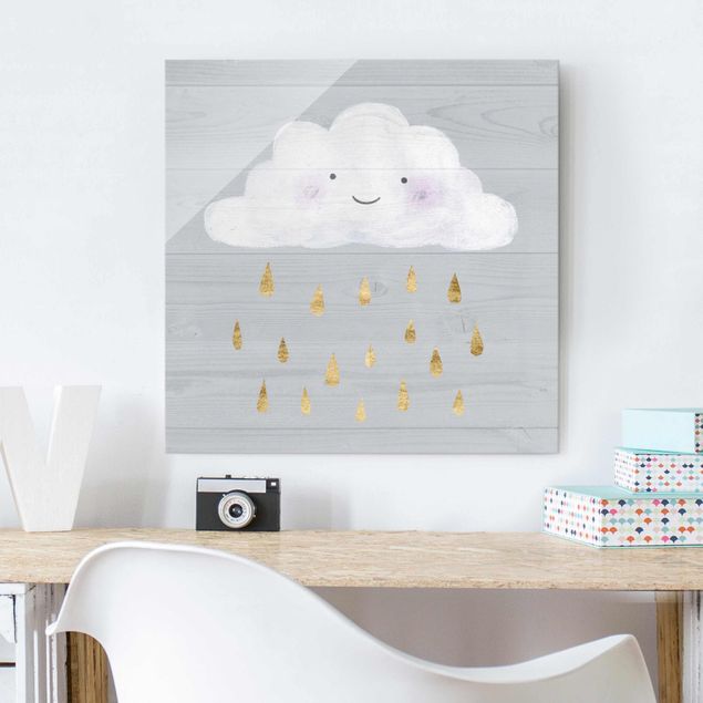 Glass print - Cloud With Golden Raindrops