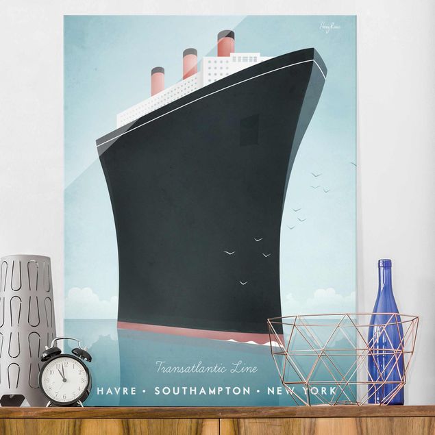 Magnettafel Glas Travel Poster - Cruise Ship