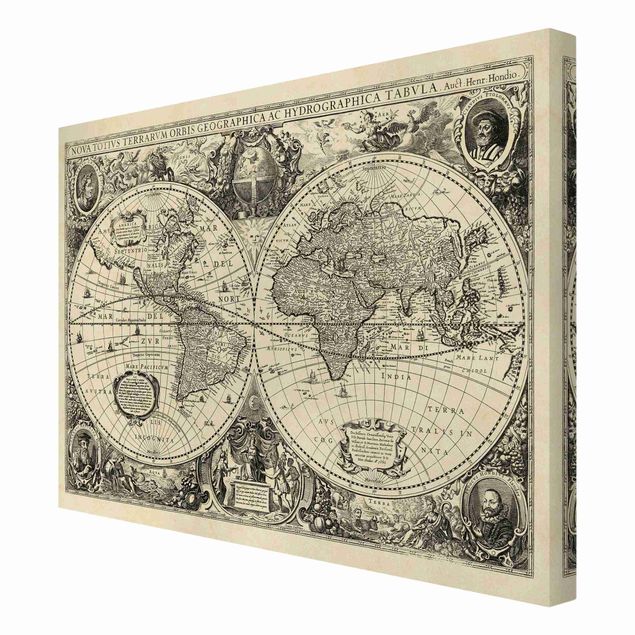 Print on canvas - Vintage World Map Antique Illustration