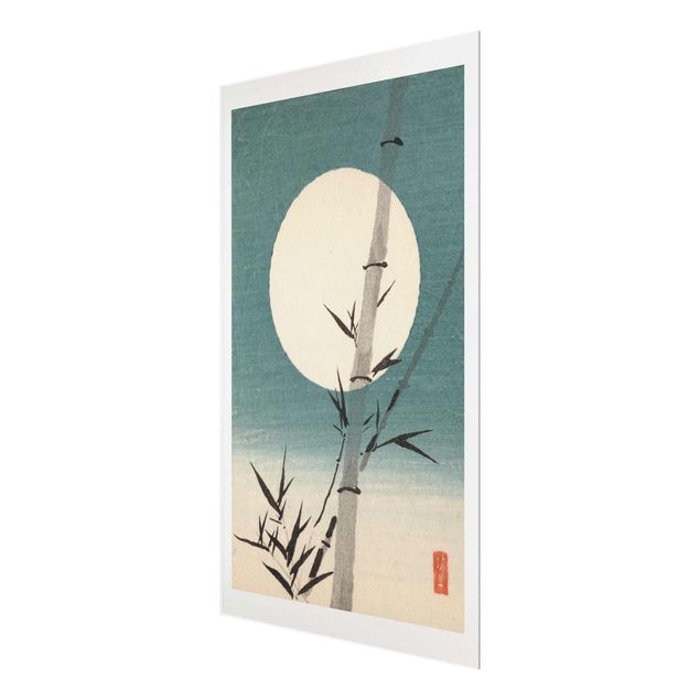 Glass print - Japanese Drawing Bamboo And Moon