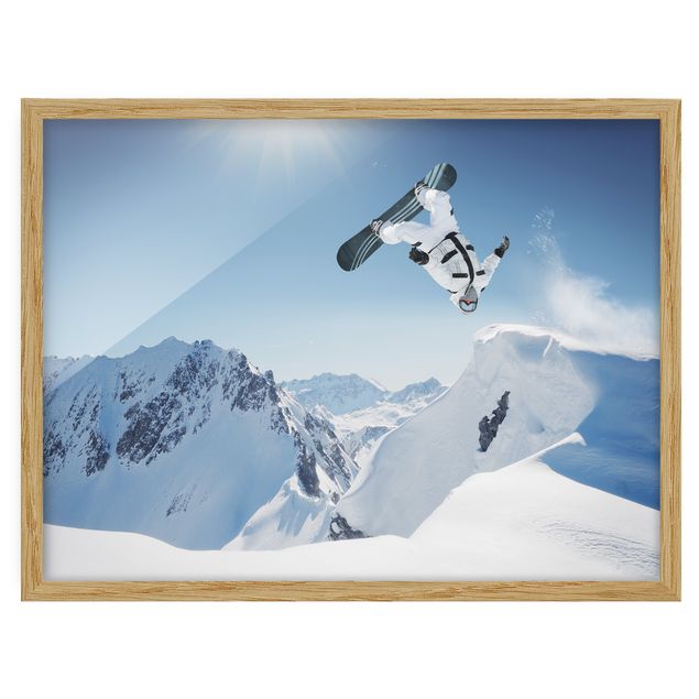 Framed poster - Flying Snowboarder