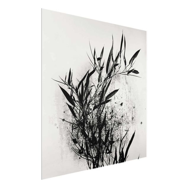 Glass print - Graphical Plant World - Black Bamboo