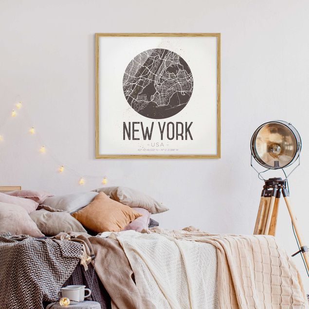 Framed poster - New York City Map - Retro