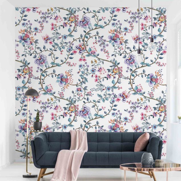 Wallpaper - Pastel Flower Tendrils
