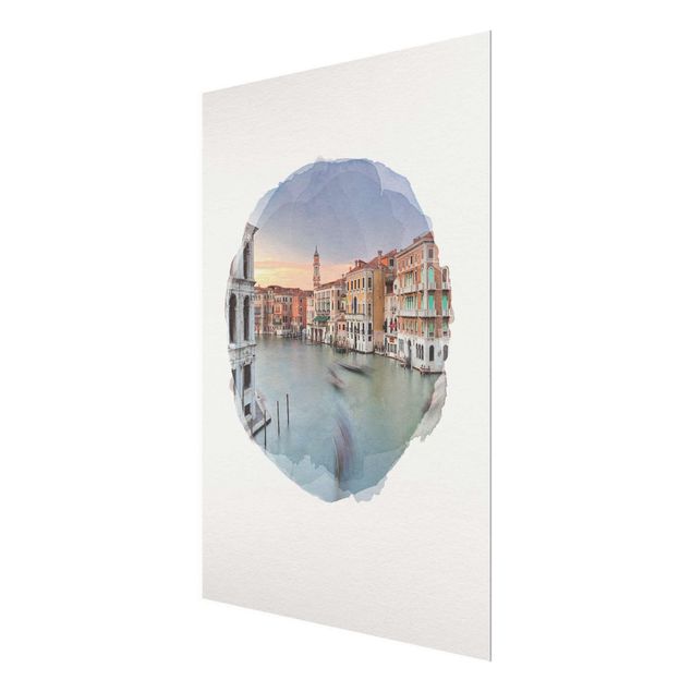 Glass print - WaterColours - Grand Canal View From The Rialto Bridge Venice