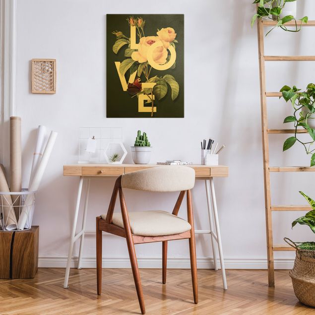 Canvas print gold - Florale Typography - Love