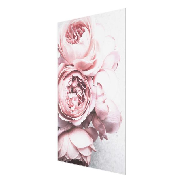 Glass print - Light Pink Peony Flowers Shabby Pastel