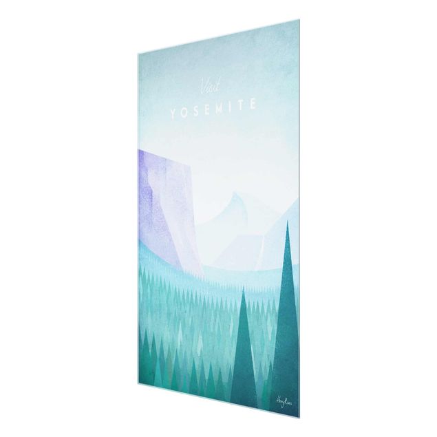 Glass print - Travel Poster - Yosemite Park