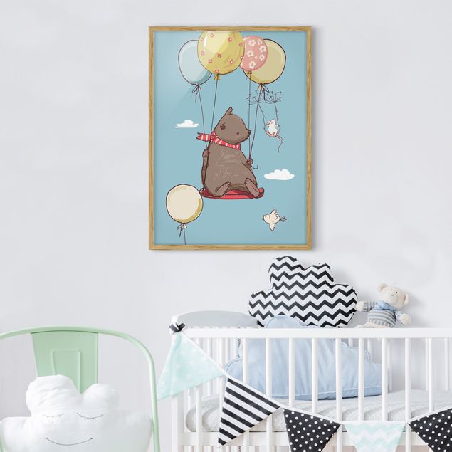 Framed poster - Bear And Mouse Flying
