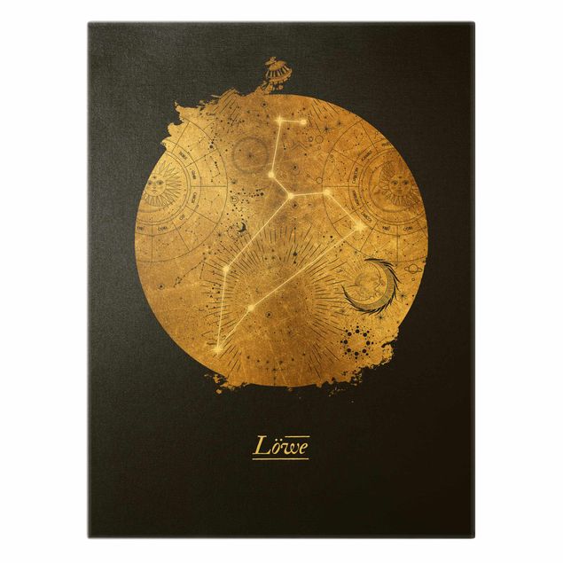 Canvas print gold - Zodiac Sign Leo Gray Gold
