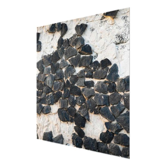 Glass print - Wall With Black Stones