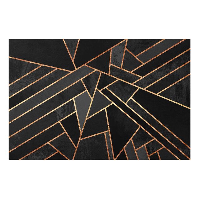 Glass print - Black Triangles Gold